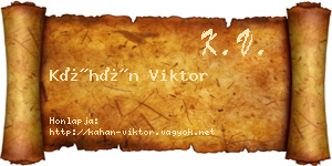 Káhán Viktor névjegykártya